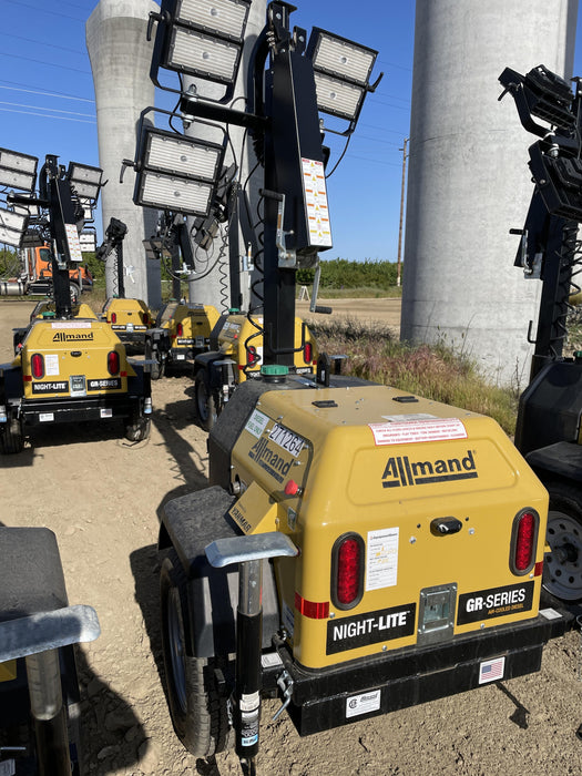 2022 Allmand NLV3GR (4) LED Light Fixture 350W, 23' Vertical Mast, 3kW Prime, Towable, ES Decals, T3