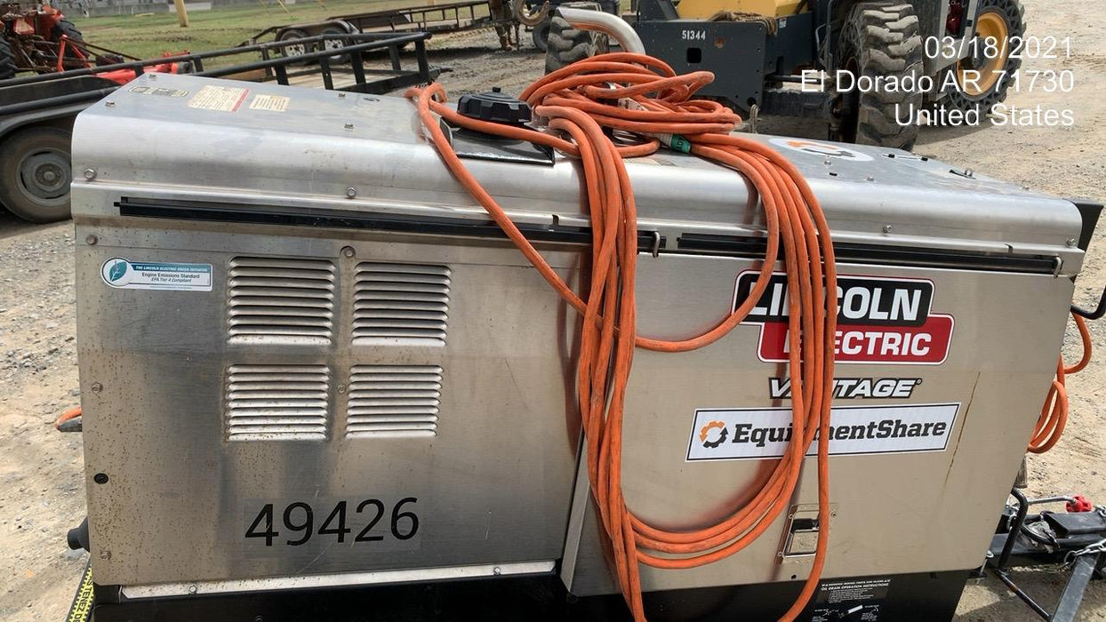 2019 Lincoln Electric Vantage 322 Ready-Pak 3, Two Wheel Trailer, Fender and Light Kit, Cable Rack