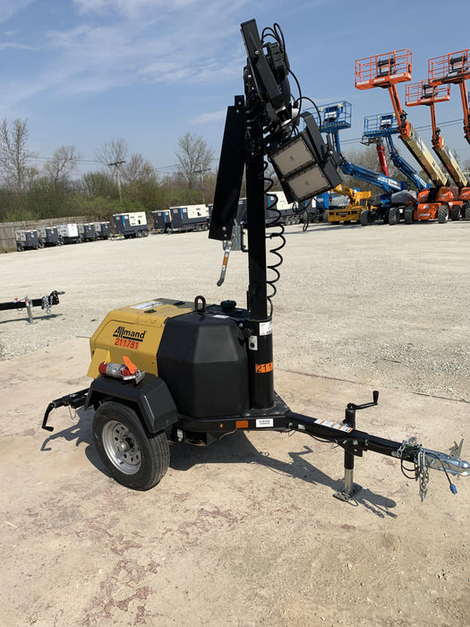 2022 Allmand NLV3GR (4) LED Light Fixture 350W, 23' Vertical Mast, 3kW Prime, Towable, Deep Sea L401, Leveling Jacks, Yanmar T4F 5.8hp