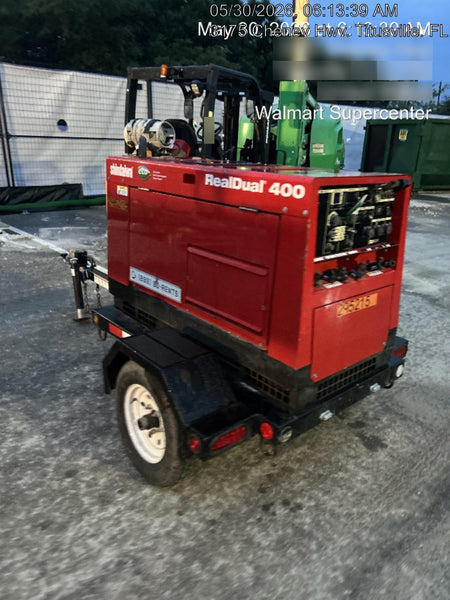 2023 Shindaiwa DGW400MDL Kubota D902 Engine, 23 HP, Dual Op Welder, Wire, Arc, Droop Stick, Tig, and CC Stick Functionality, Simulphase, 3 Phase and 1 Phase Gen Output, Single Axle NB Trlr, Slr Trckl Chrg 12V 12W, Fire Ext