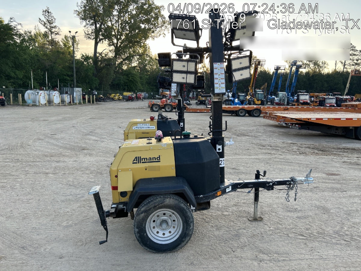 2022 Allmand NLV3GR (4) LED Light Fixture 350W, 23' Vertical Mast, 3kW Prime, Towable, ES Decals, T3