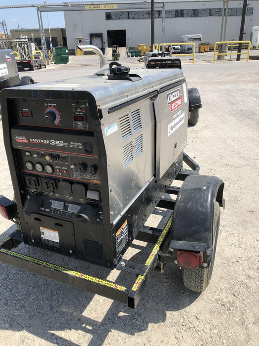 2019 Lincoln Electric Vantage 322 Welder Ready-Pak 3, Two wheel trailer, Fender and Light kit, Cable Rack