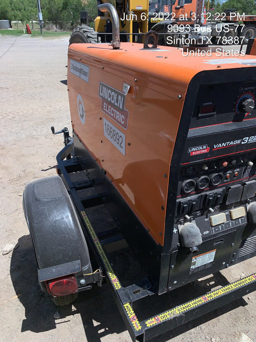 2021 Lincoln Electric Vantage 322 Vantage 322 Ready Pak 3 w/ Decals, ORANGE (includes trailer, cable rack, fender light kit) NO Telematics