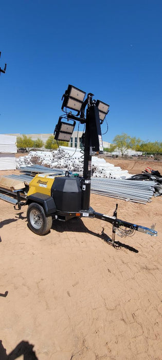 2022 Allmand NLV3GR (4) LED Light Fixture 350W, 23' Vertical Mast, 3kW Prime, Towable, Deep Sea L401, Leveling Jacks, Yanmar T4F 5.8hp