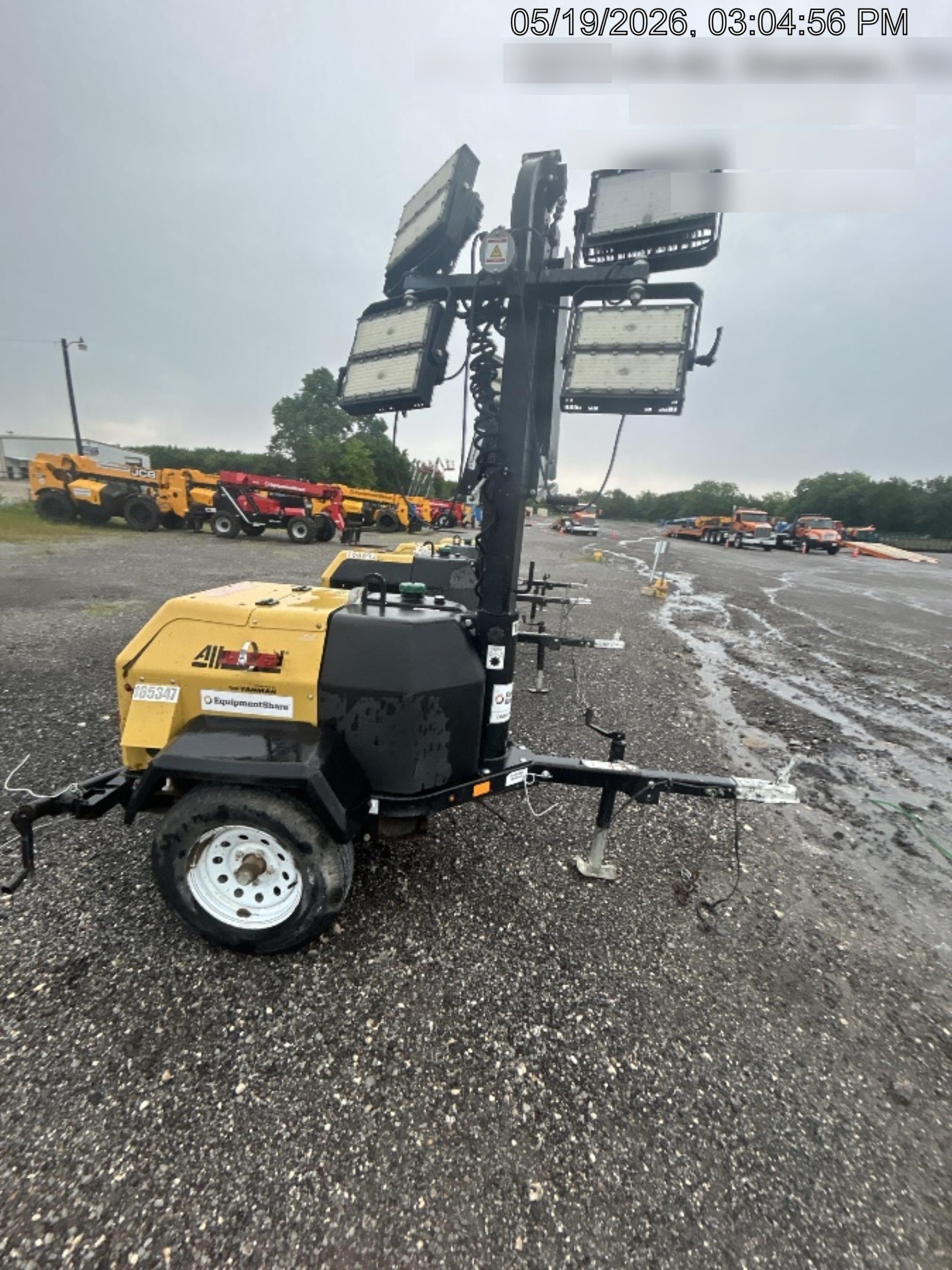 2021 Allmand NLV3GR (4) LED Light Fixture 350W, 23' Vertical Mast, 3kW Prime, Towable, Deep Sea L401, Leveling Jacks, Yanmar T4F 5.8hp