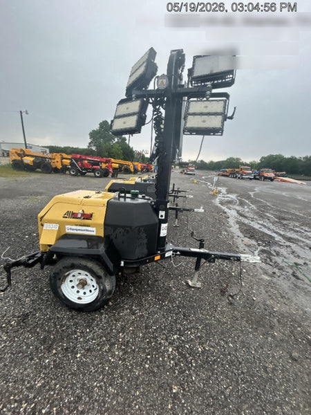 2021 Allmand NLV3GR (4) LED Light Fixture 350W, 23' Vertical Mast, 3kW Prime, Towable, Deep Sea L401, Leveling Jacks, Yanmar T4F 5.8hp