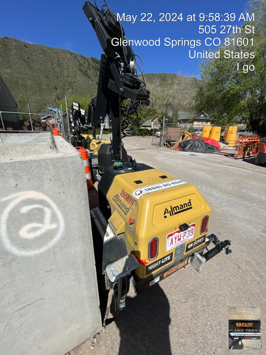 2022 Allmand NLV3GR (4) LED Light Fixture 350W, 23' Vertical Mast, 3kW Prime, Towable, ES Decals, T3