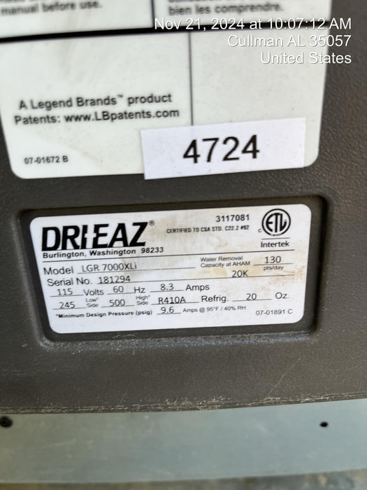 2021 DRI-EAZ LGR 7000XLi