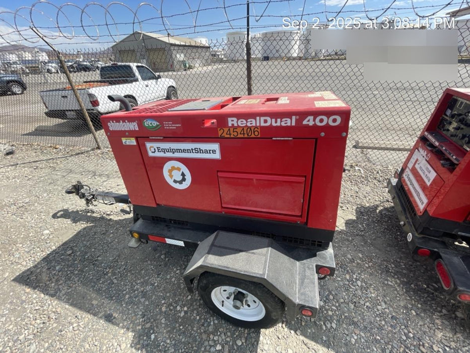 2022 Shindaiwa DGW400MDL Kubota D902 Engine, 23 HP, Dual Op Welder, Wire, Arc, Droop Stick, Tig, and CC Stick Functionality, Simulphase, 3 Phase and 1 Phase Gen Output, Single Axle NB Trlr, Slr Trckl Chrg 12V 12W, Fire Ext