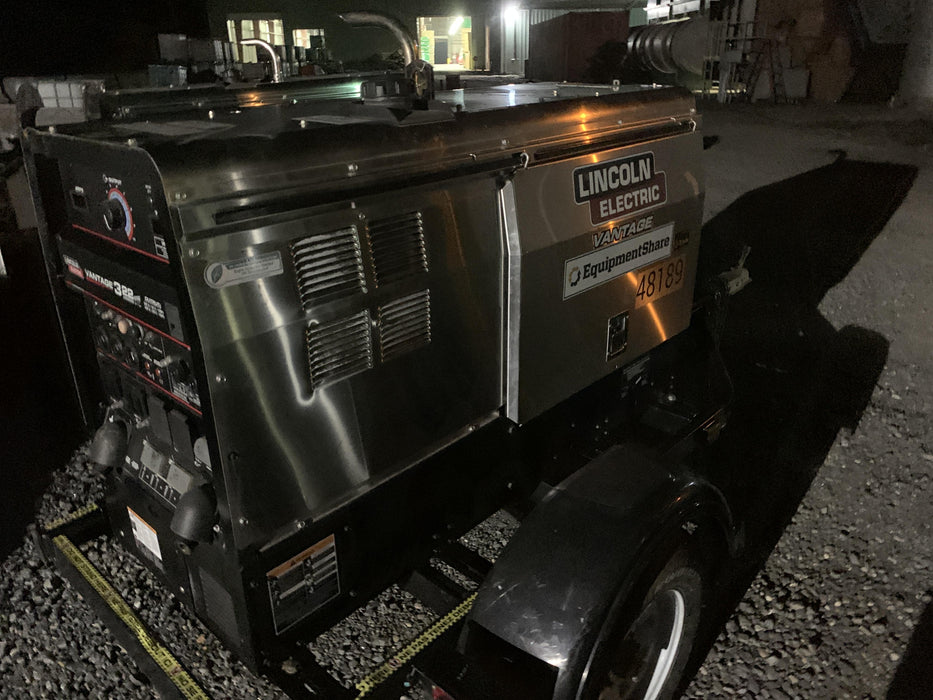 2019 Lincoln Electric Vantage 322 Ready-Pak 3, Two Wheel Trailer, Fender and Light Kit, Cable Rack