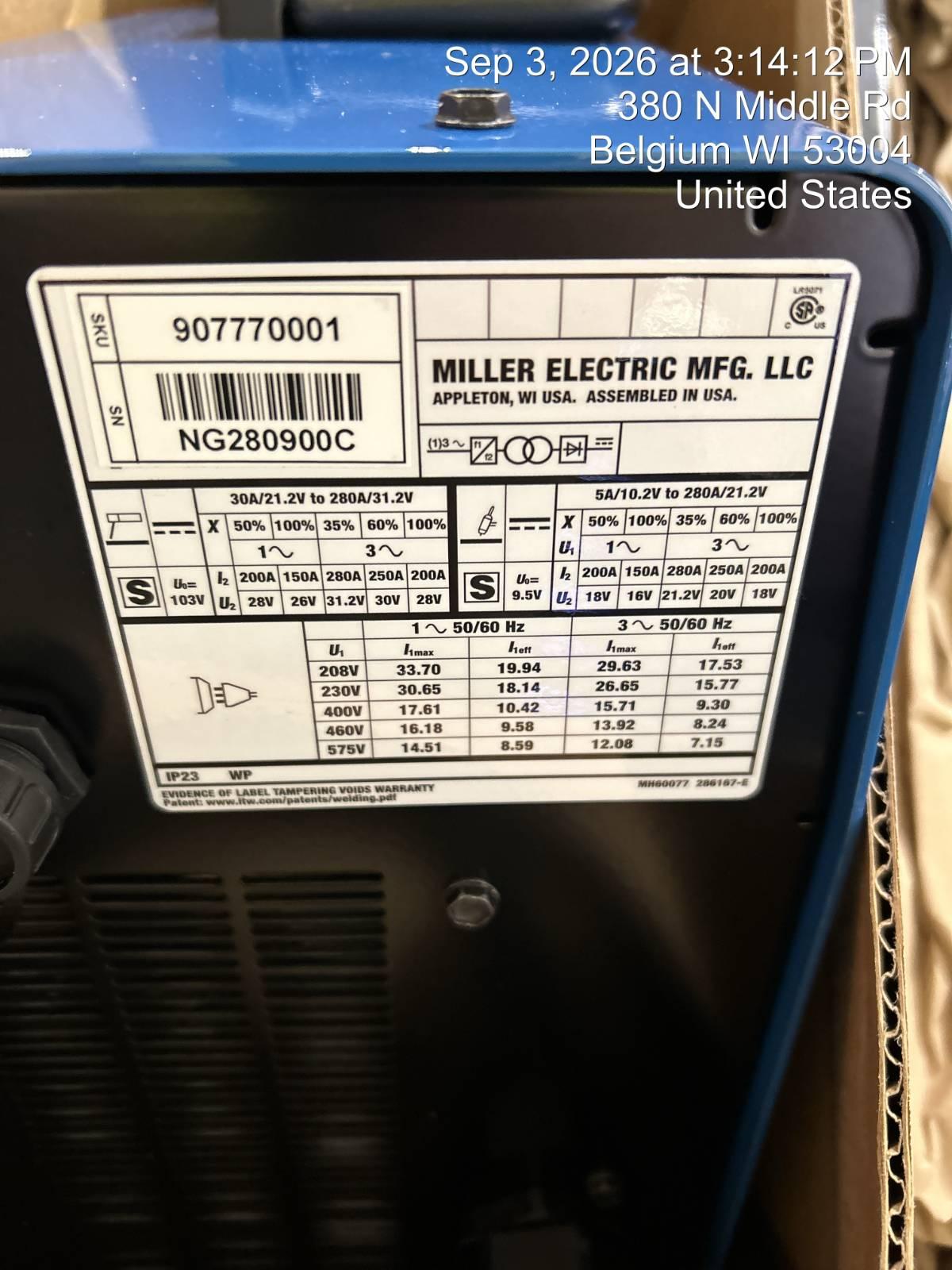 2026 MILLER ELECTRIC CST-280