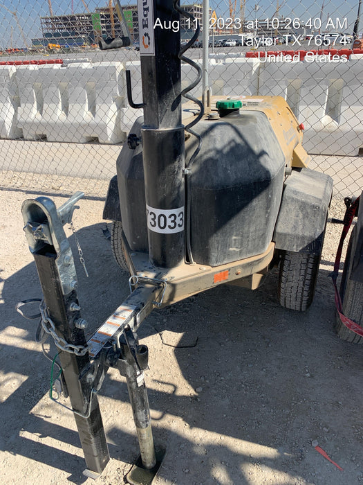 2022 Allmand NLV3GR (4) LED Light Fixture 350W, 23' Vertical Mast, 3kW Prime, Towable, ES Decals, T3