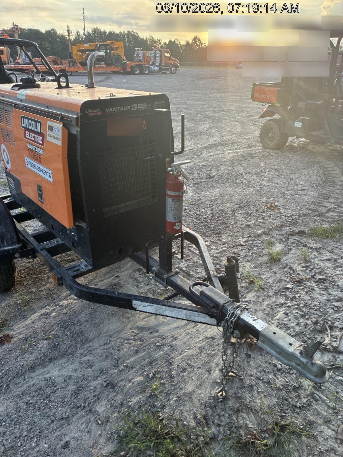 2021 Lincoln Electric Vantage 322 Vantage 322 Ready Pak 3 w/ Decals, ORANGE (includes trailer, cable rack, fender light kit) NO Telematics