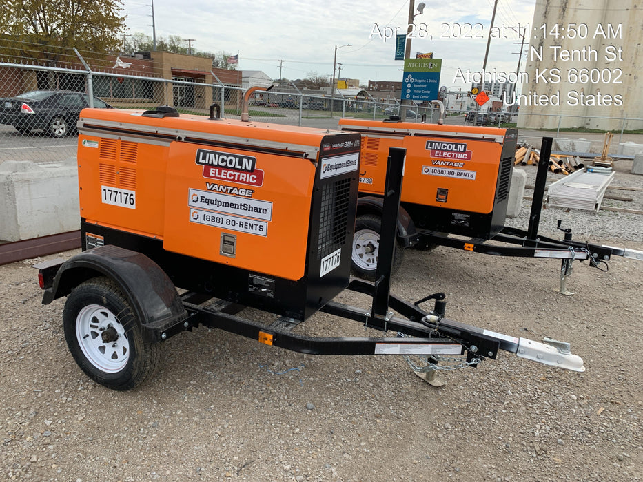 2021 Lincoln Electric Vantage 322 Vantage 322 Ready Pak 3 w/ Decals, ORANGE (includes trailer, cable rack, fender light kit) NO Telematics