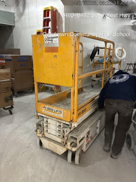 Custom Equipment HB-1430 <ul>
 <li>Hy-Brid Scissor Lift</li>
  <li>Platform capacity up to 670 lbs.</li>
  <li>Working height up to 20 ft</li>
  <li>Weighs under 1,700 lbs.</li>
  <li>Non-marking wheels </li>
</ul>