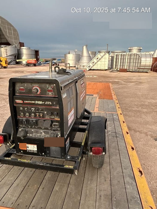 2019 Lincoln Electric Vantage 322 Welder Ready-Pak 3, Two wheel trailer, Fender and Light kit, Cable Rack
