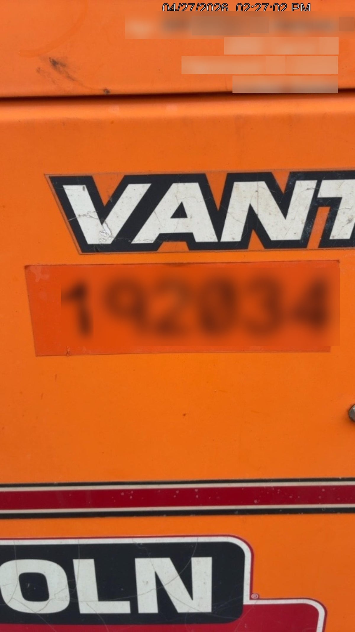 2021 Lincoln Electric Vantage 549X Ready Pak 3, ORANGE (includes trailer, cable rack, fender light kit)