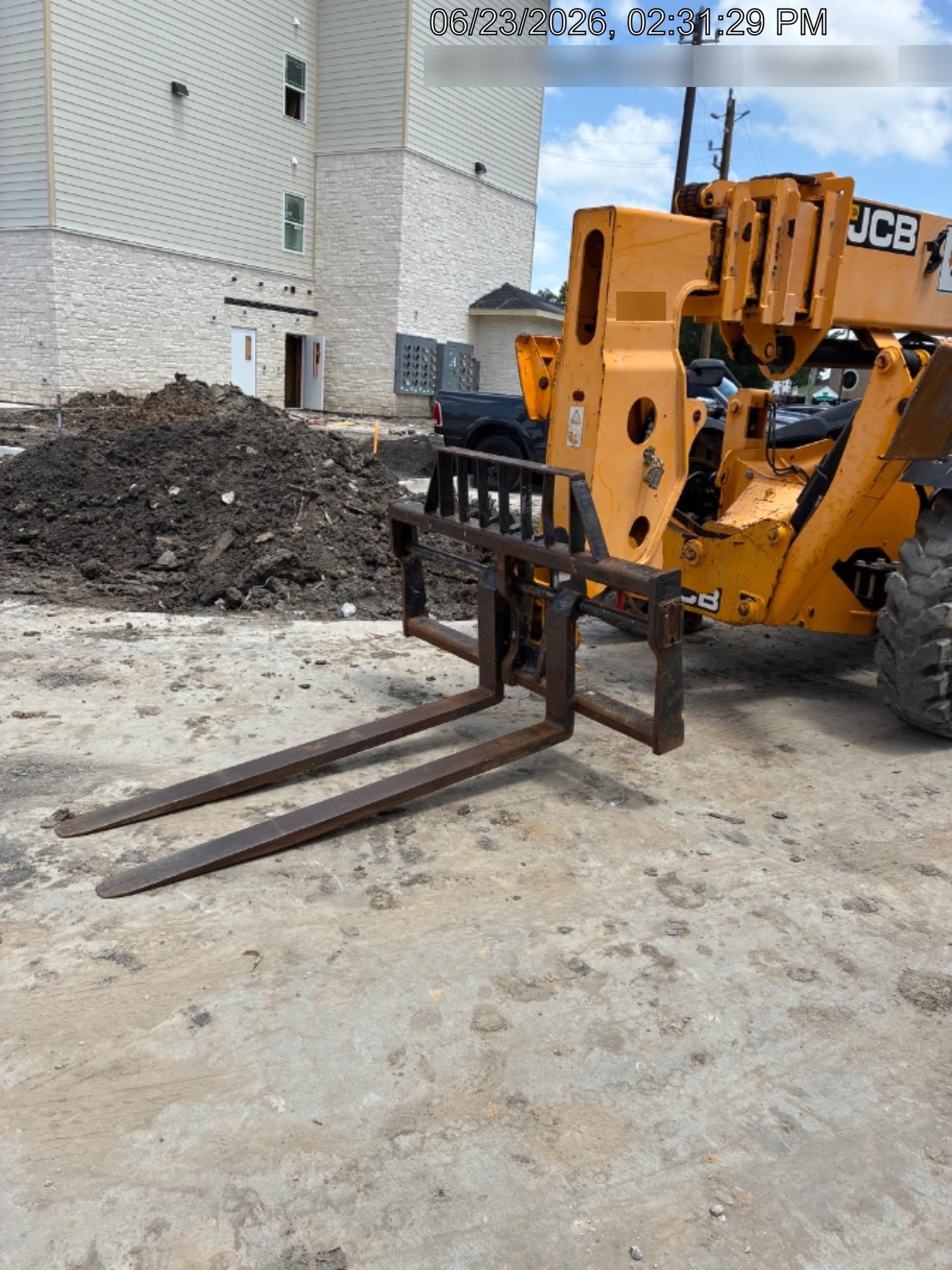 2019 JCB 510-56 Enclosed Cab, 74 HP, Solid Tires, Worklights, Beacon, Aux Hydraulics, Lifting Eye w/66" Carriage/60" Forks