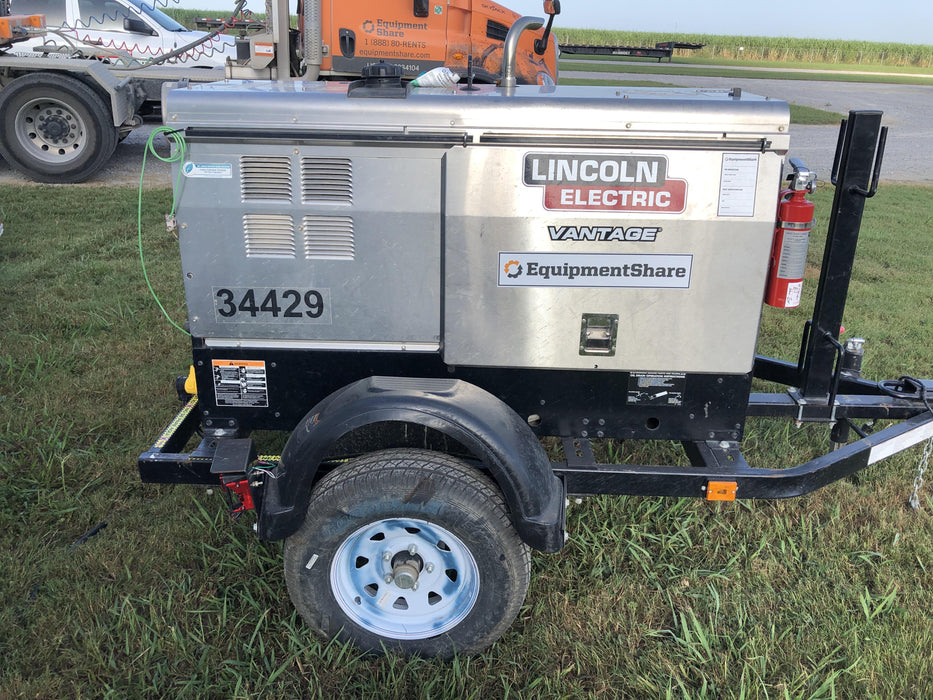 2019 Lincoln Electric Vantage 322 Welder Ready-Pak 3, Two wheel trailer, Fender and Light kit, Cable Rack