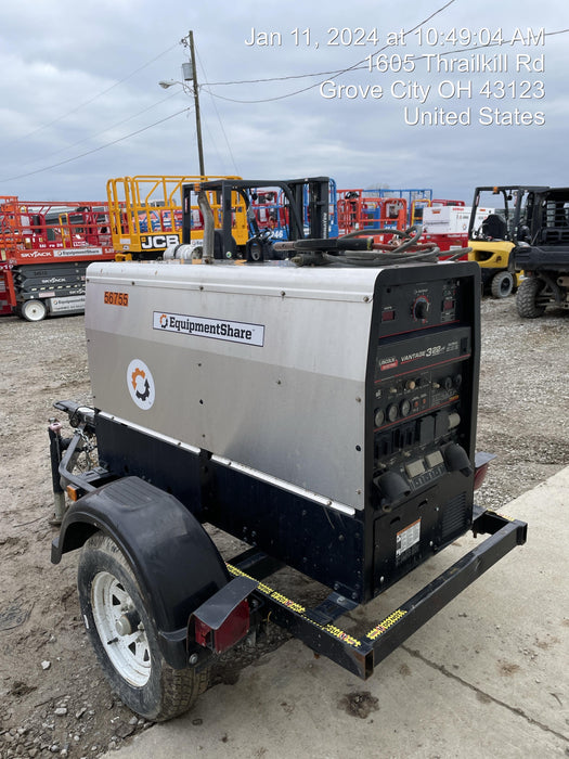 2019 Lincoln Electric Vantage 322 Welder Ready-Pak 3, Two wheel trailer, Fender and Light kit, Cable Rack