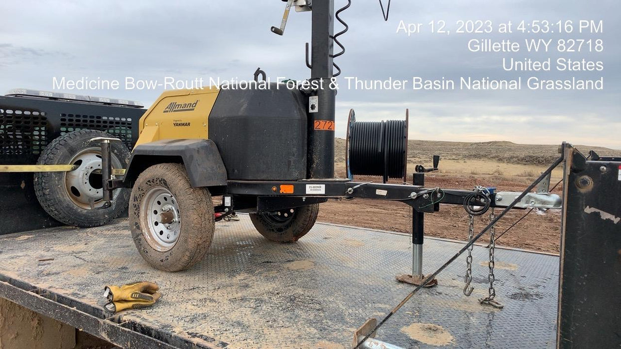 2022 Allmand NLV3GR (4) LED Light Fixture 350W, 23' Vertical Mast, 3kW Prime, Towable, ES Decals, T3