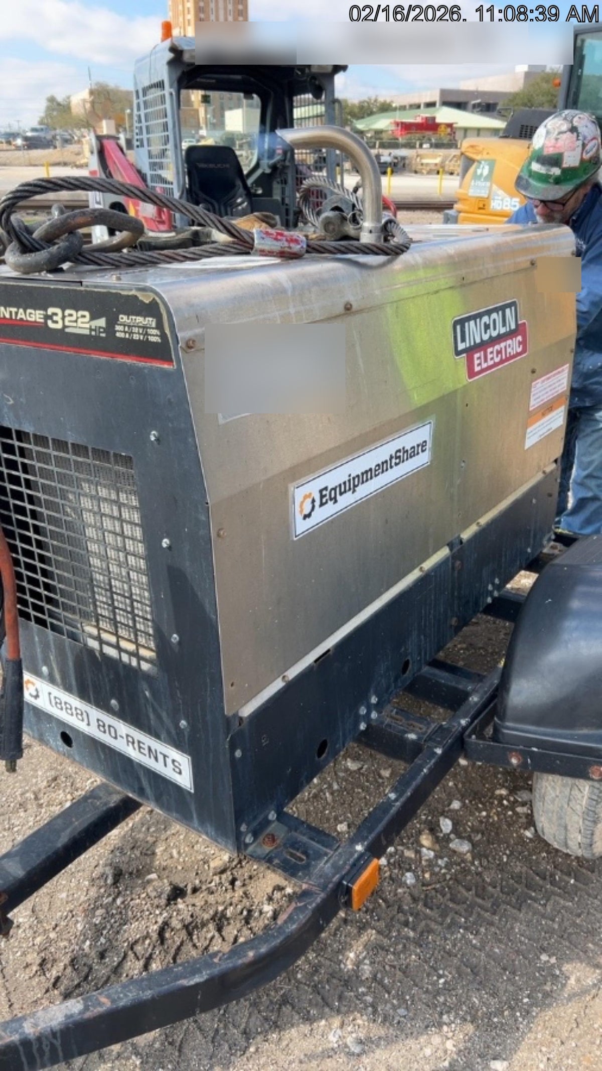 2019 Lincoln Electric Vantage 322 Welder Ready-Pak 3, Two wheel trailer, Fender and Light kit, Cable Rack