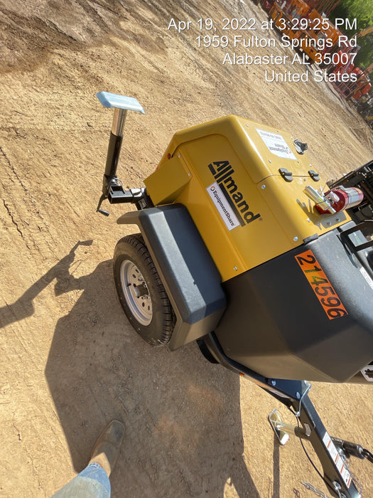 2022 Allmand NLV3GR (4) LED Light Fixture 350W, 23' Vertical Mast, 3kW Prime, Towable, Deep Sea L401, Leveling Jacks, Yanmar T4F 5.8hp