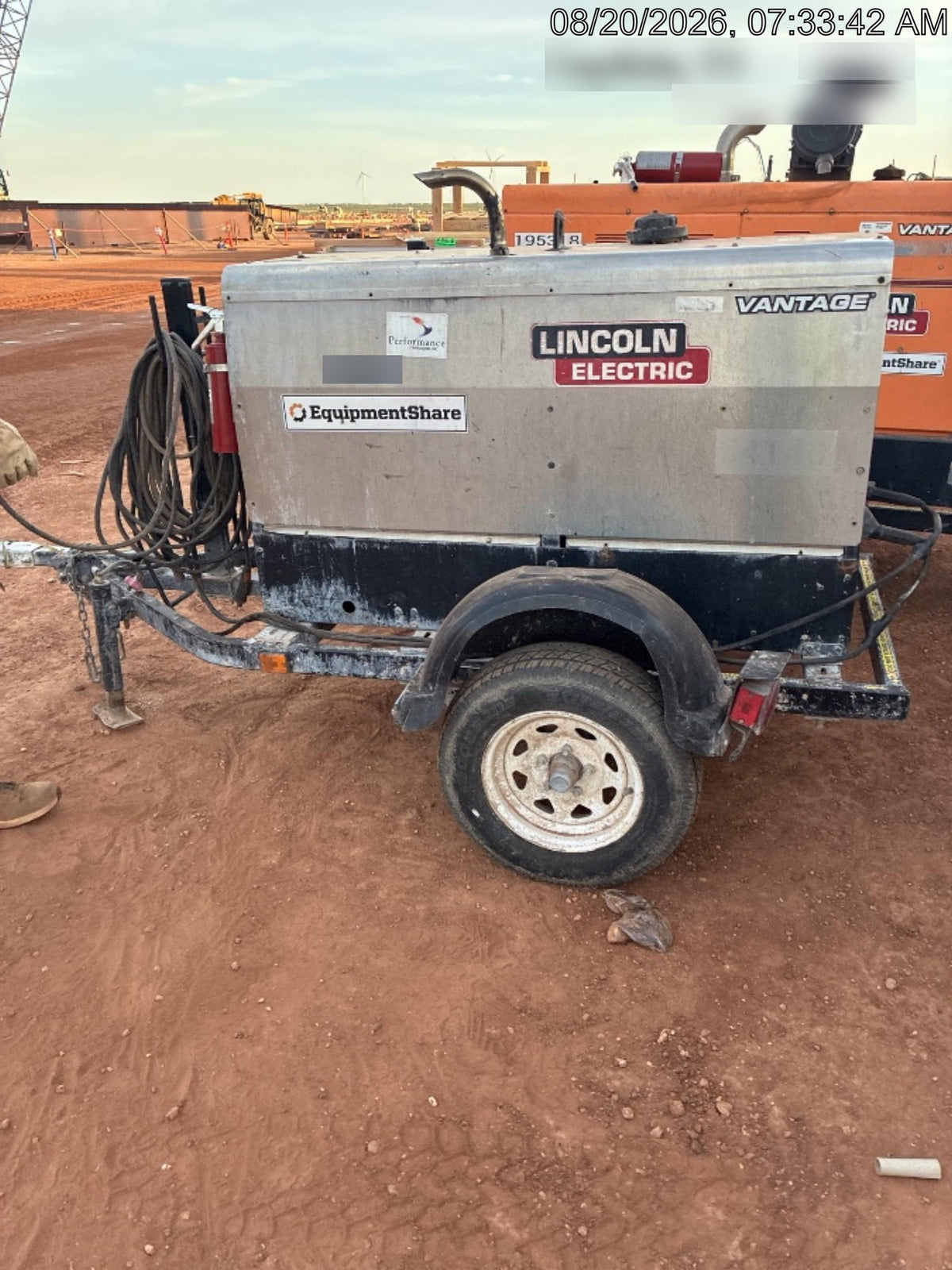 2019 Lincoln Electric Vantage 322 Welder Ready-Pak 3, Two wheel trailer, Fender and Light kit, Cable Rack