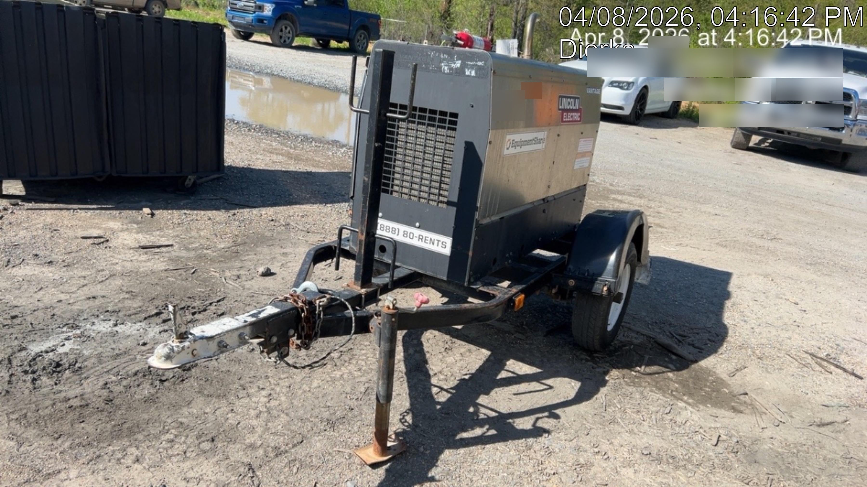 2019 Lincoln Electric Vantage 322 Ready-Pak 3, Two Wheel Trailer, Fender and Light Kit, Cable Rack