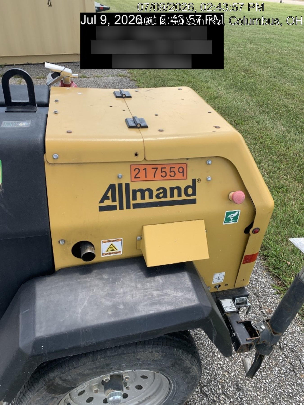 2022 Allmand NLV3GR (4) LED Light Fixture 350W, 23' Vertical Mast, 3kW Prime, Towable, Deep Sea L401, Leveling Jacks, Yanmar T4F 5.8hp