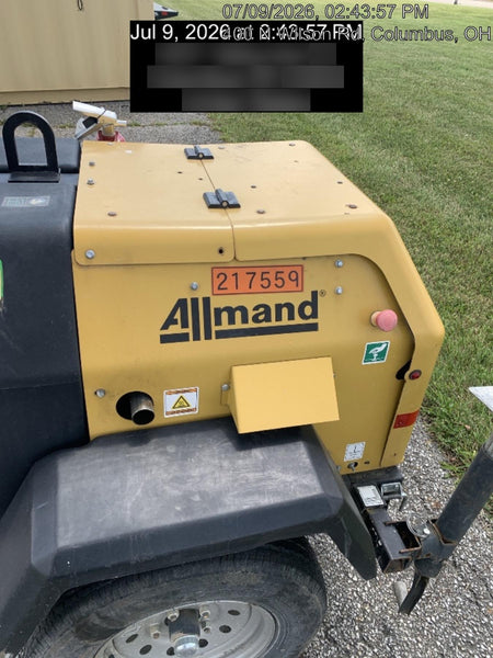 2022 Allmand NLV3GR (4) LED Light Fixture 350W, 23' Vertical Mast, 3kW Prime, Towable, Deep Sea L401, Leveling Jacks, Yanmar T4F 5.8hp