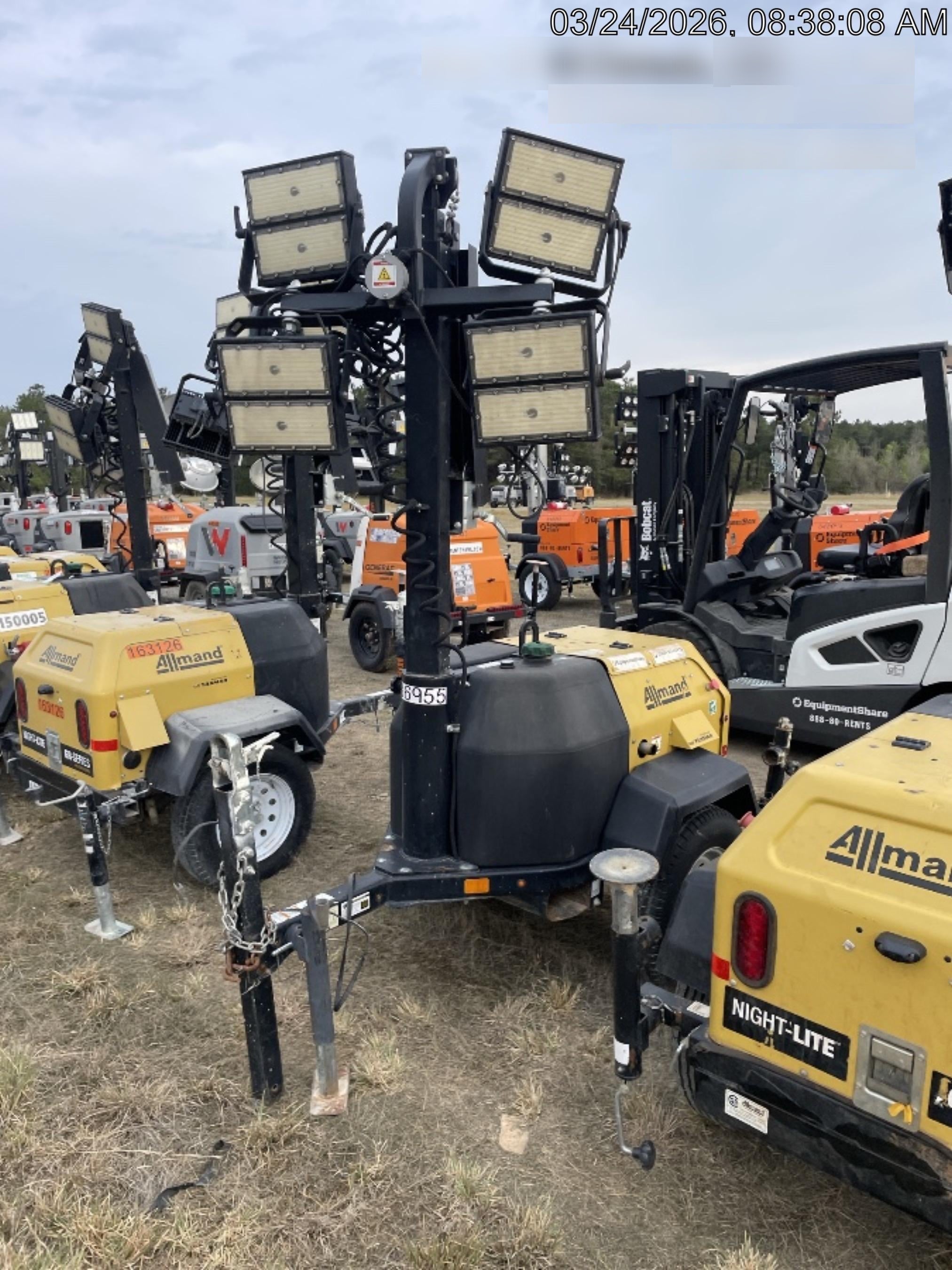 2021 Allmand NLV3GR (4) LED Light Fixture 350W, 23' Vertical Mast, 3kW Prime, Towable, Deep Sea L401, Leveling Jacks, Yanmar T4F 5.8hp