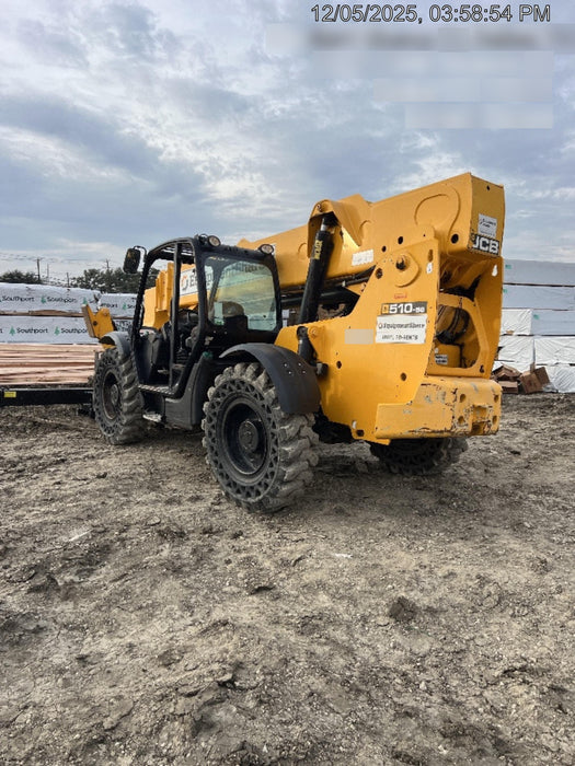 2019 JCB 510-56 Open ROPS, 74 HP, Solid Tires, Worklights, Beacon, Aux Hydraulics, Lifting Eye 66" Carriage/60" Forks
