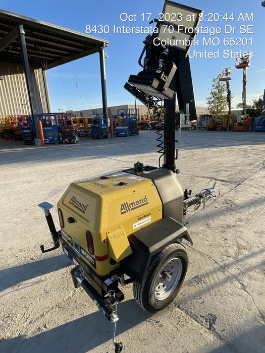 2022 Allmand NLV3GR (4) LED Light Fixture 350W, 23' Vertical Mast, 3kW Prime, Towable, ES Decals, T3