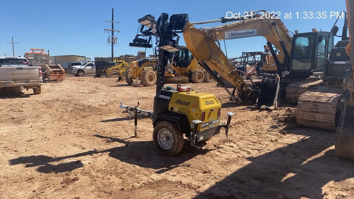 2022 Allmand NLV3GR (4) LED Light Fixture 350W, 23' Vertical Mast, 3kW Prime, Towable, ES Decals, T3