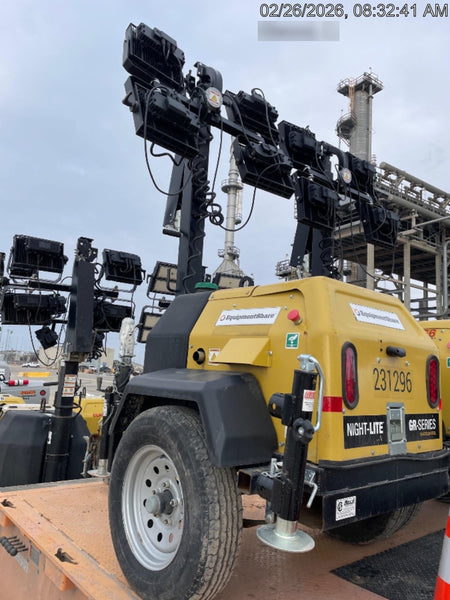 2022 Allmand NLV3GR (4) LED Light Fixture 350W, 23' Vertical Mast, 3kW Prime, Towable, Deep Sea L401, Leveling Jacks, Yanmar T4F 5.8hp