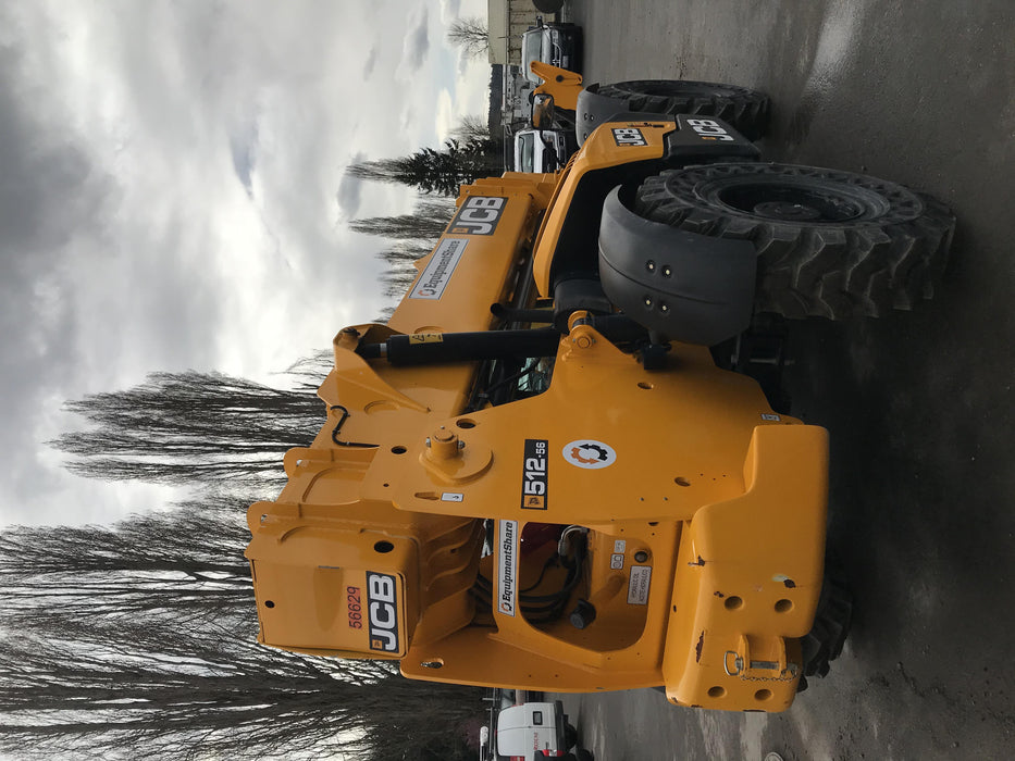 2020 JCB 512-56 Cab/Heat Air, 74 HP, Solid Tires, STD Worklight, Beacon, Aux Hydraulics, Lifting Eye, Backup Alarm w/60" Carriage, 60" Forks