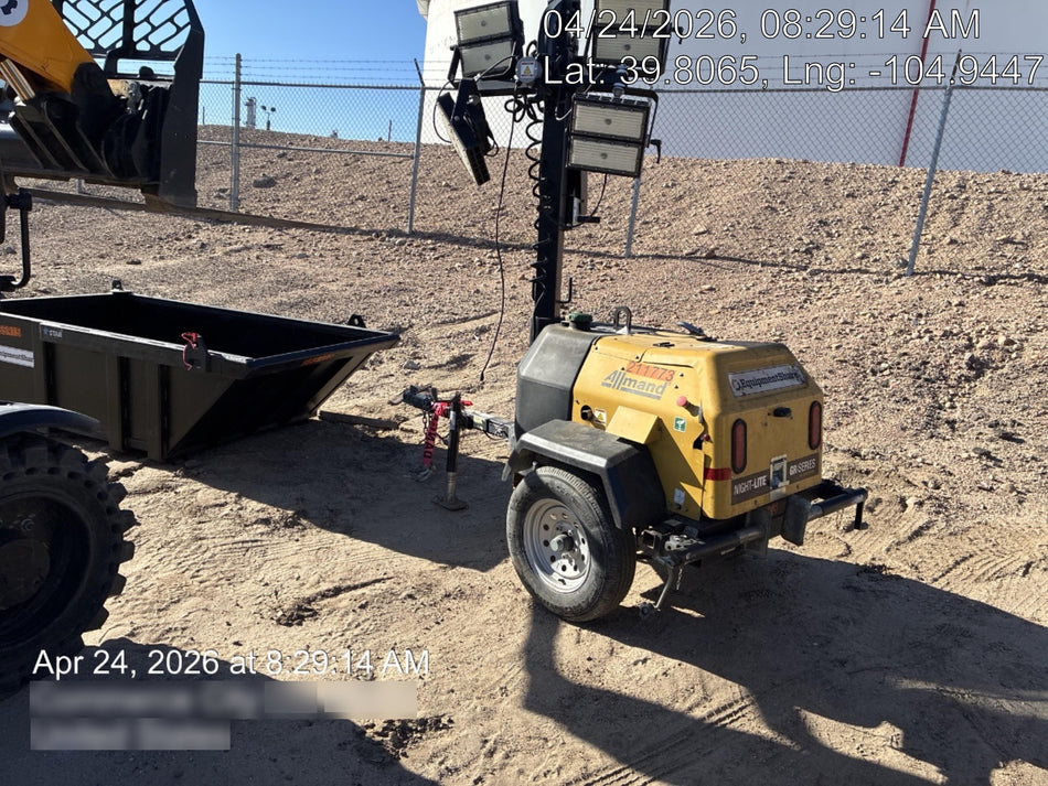 2022 Allmand NLV3GR (4) LED Light Fixture 350W, 23' Vertical Mast, 3kW Prime, Towable, Deep Sea L401, Leveling Jacks, Yanmar T4F 5.8hp