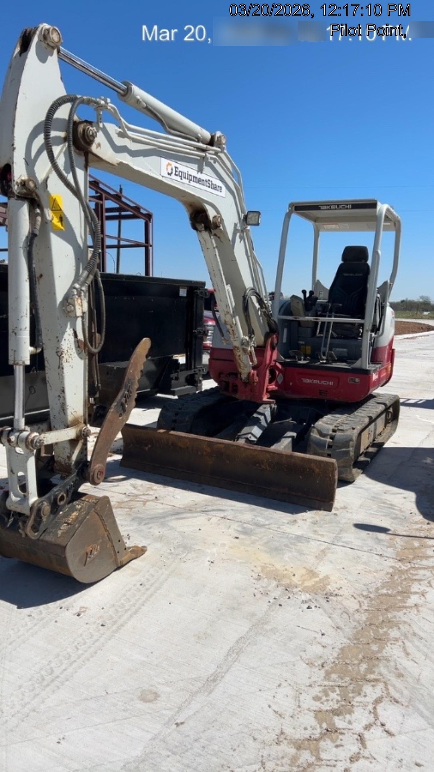 2019 Takeuchi TB260 Takeuchi TB260 Canopy w/Rubber Tracks, Auxiliary Hydraulics, Standard Blade, Manual QC