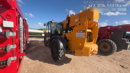 2019 JCB 512-56 109 HP w/CAB/HVAC, Beacon, Aux Hydraulics, Worklights, Solid Tires, 60" Carriage/Forks