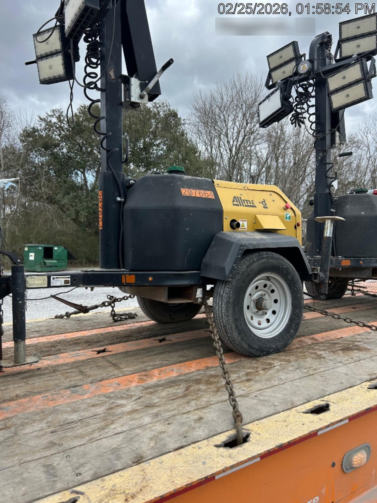 2022 Allmand NLV3GR (4) LED Light Fixture 350W, 23' Vertical Mast, 3kW Prime, Towable, Deep Sea L401, Leveling Jacks, Yanmar T4F 5.8hp