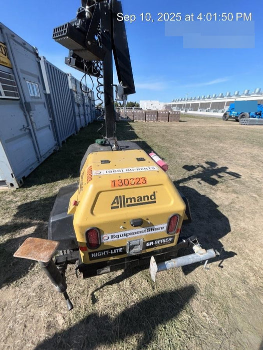 2021 Allmand NLV3GR (4) LED Light Fixture 350W, 23' Vertical Mast, 3kW Prime, Towable, Deep Sea L401, Leveling Jacks, Yanmar T4F 5.8hp