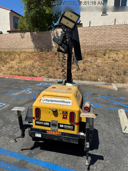 2022 Allmand NLV3GR (4) LED Light Fixture 350W, 23' Vertical Mast, 3kW Prime, Towable, Deep Sea L401, Leveling Jacks, Yanmar T4F 5.8hp