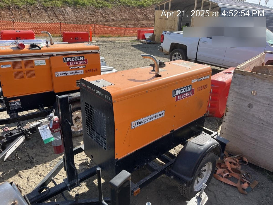 2021 Lincoln Electric Vantage 322 Vantage 322 Ready Pak 3 w/ Decals, ORANGE (includes trailer, cable rack, fender light kit) NO Telematics