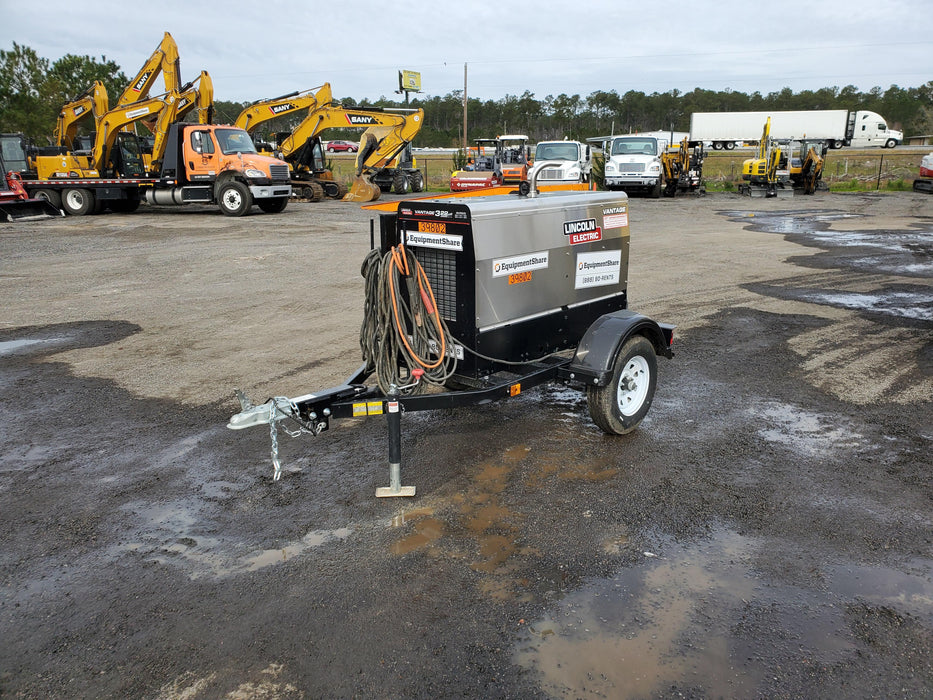 2019 Lincoln Electric Vantage 322 Welder Ready-Pak 3, Two wheel trailer, Fender and Light kit, Cable Rack