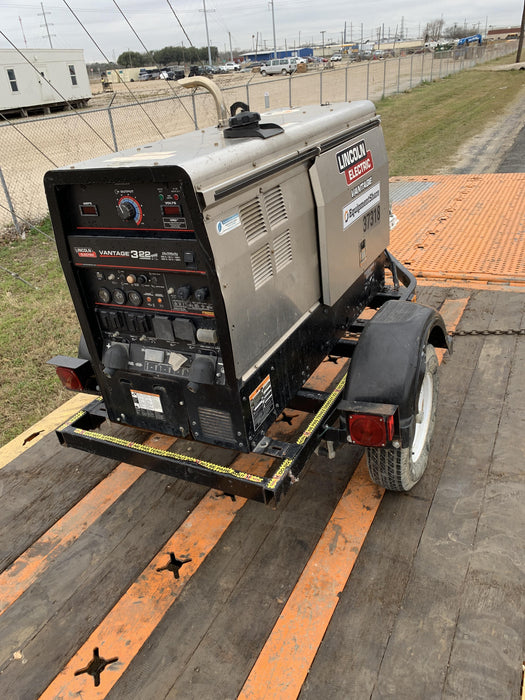 2019 Lincoln Electric Vantage 322 Ready-Pak 3, Two Wheel Trailer, Fender and Light Kit, Cable Rack