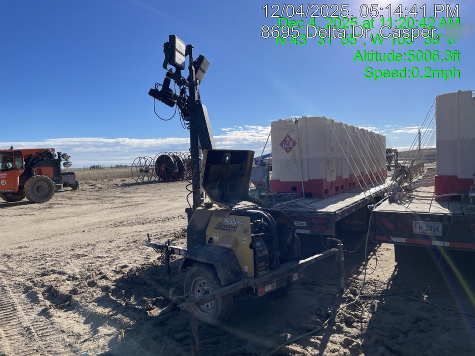 2022 Allmand NLV3GR (4) LED Light Fixture 350W, 23' Vertical Mast, 3kW Prime, Towable, ES Decals, T3