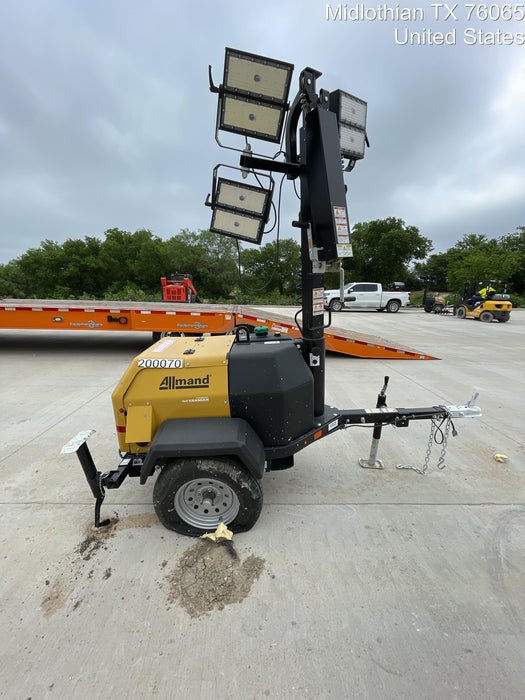 2022 Allmand NLV3GR (4) LED Light Fixture 350W, 23' Vertical Mast, 3kW Prime, Towable, Deep Sea L401, Leveling Jacks, Yanmar T4F 5.8hp