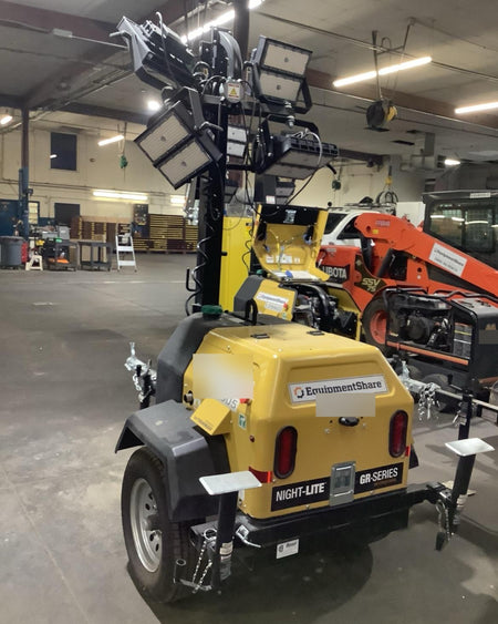 2021 Allmand NLV3GR (4) LED Light Fixture 350W, 23' Vertical Mast, 3kW Prime, Towable, Deep Sea L401, Leveling Jacks, Yanmar T4F 5.8hp