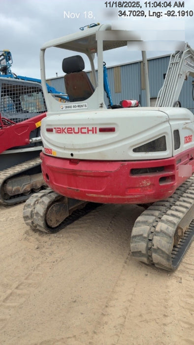 2019 Takeuchi TB260 Takeuchi TB260 Canopy w/Rubber Tracks, Auxiliary Hydraulics, Standard Blade, Manual QC, 12 / 18 / 24" Buckets, Hydraulic Thumb Installed